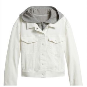 Athleta Double Time Denim Jacket Bright White grey vest size S